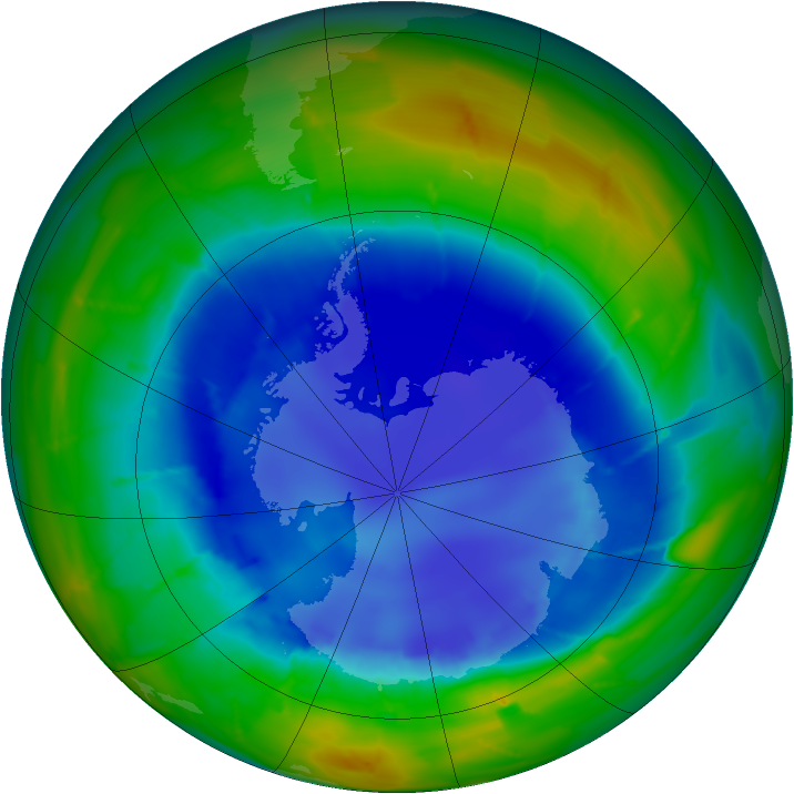 Antarctic ozone map for 24 August 2009